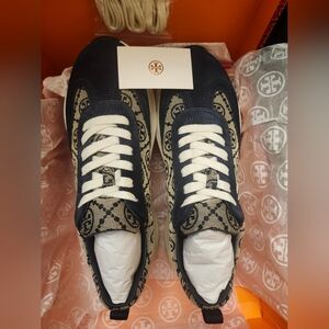Tory Burch T Monogram Good Luck Trainer Jacquard/ Nat Suede 9M